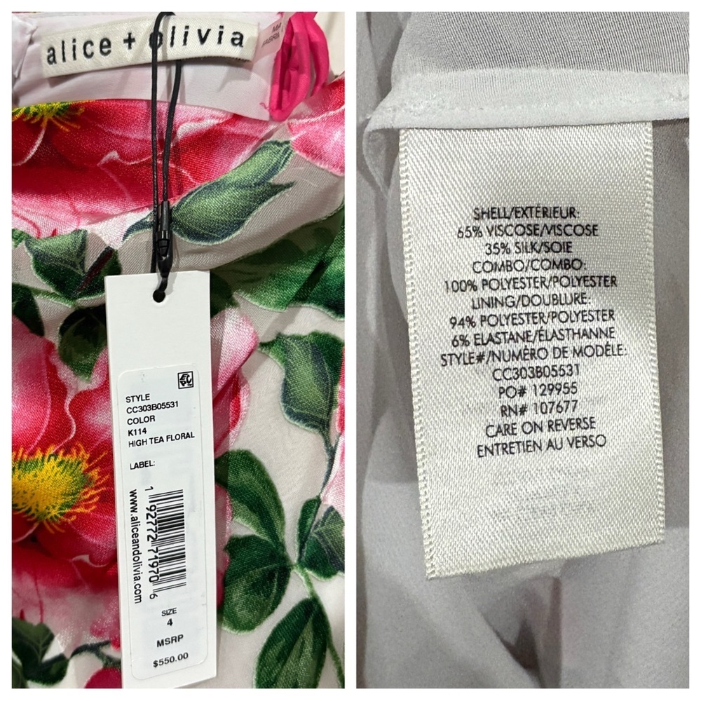 Alice + Olivia Silk Blend Samantha Cowl-Neck Floral Midi Dress 4 Small - Picture 6 of 8